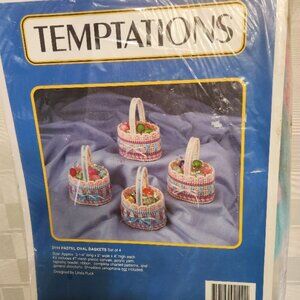Temptations "Pastel Oval Baskets" Set of 4 Needlework Kit